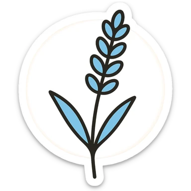 Add a soft, subtle background to the lavender sprig icon, keeping the overall look gentle and minimal. sticker