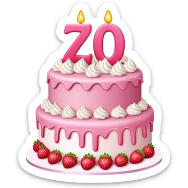 Pink Strawberry birthday cake with the number 27 on top sticker