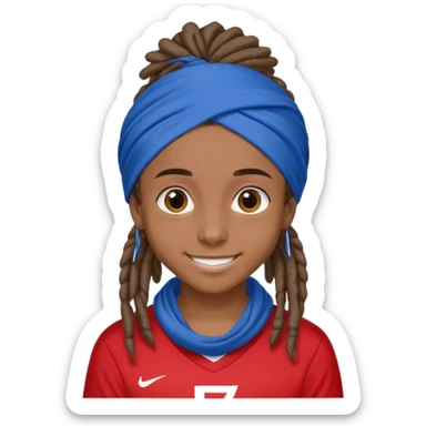 "- nam
- 17 tuổi
- Da nâu
- Tóc Dreadlock lọn bé, đội khăn xanh nước biển
- Cười mỉm, mắt to
- Mặc áo bóng đá màu đỏ sticker