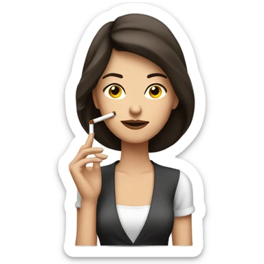 Brunette Model Smoking cigatetts sticker