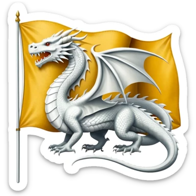 Create a flag with a red background and a white dragon like the red dragon of the welsh flag, but instead of back legs it has just a tail. This is the flag of the Anglo-Saxons sticker