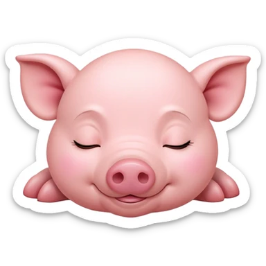 Meme-Worthy Cute Sleeping Piglet Portrait Emoji, Head resting peacefully with a contented smile, showcasing a delightfully tiny build and a luxuriously soft rosy-pink hide, eyes shut in a serene, restful nap, Simplified yet hilariously adorable features, highly detailed, glowing with a soft, drowsy light, high shine, relaxed and utterly lovable, stylized with an air of playful laziness, bright and heartwarming, soft glowing outline, capturing the essence of a comically sleepy piglet, so meme-worthy it feels like it could instantly become the next viral sensation of adorable slumber! sticker