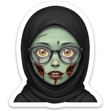 Black hijab zombie girl with glasses sticker