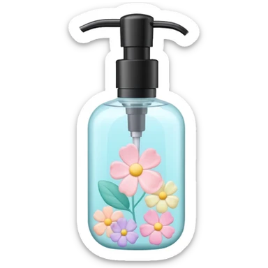 Pastel soap dispenser with pastel flower petals  sticker