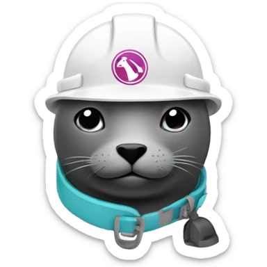 Seal with hard hat and chaiin wth symbol sticker