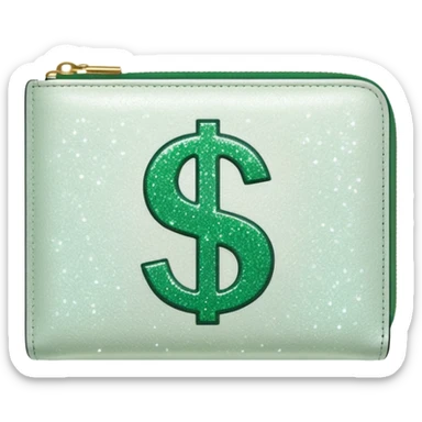 glitter white wallet green symbol $ sticker