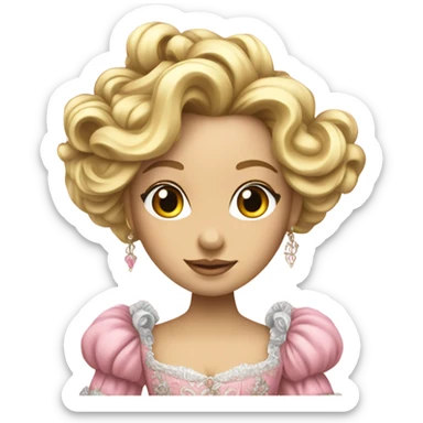 Rococo princess detailed blonde hair pink gown sticker