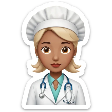 A educational consultant character that his face and body is beautiful and playful tulip and wears doctor's dress sticker