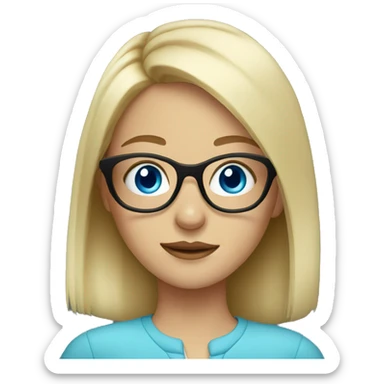 blonde girl in glasses portrait blue eyes sticker