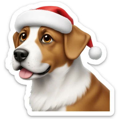 dog with christmas hat sticker