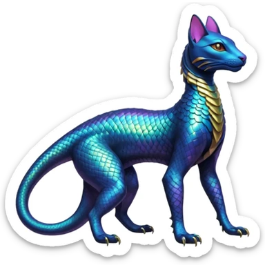 Futuristic Ethereal Beautiful Salandit-Bastet-Fakémon-hybrid-creature (full body)  sticker