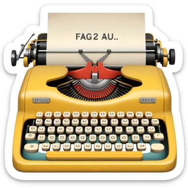 Typewriter with paper that says fag sticker