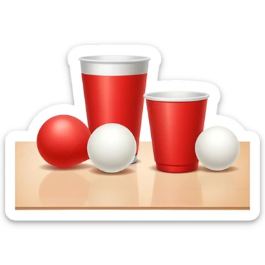 beer pong with a couple red cups and white ping pong balls sticker