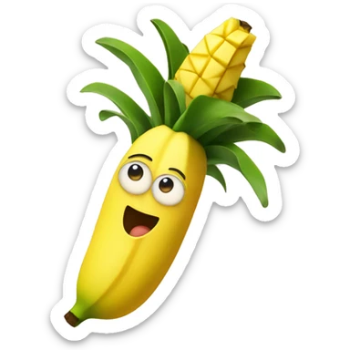 Banana with pineapple hat sticker