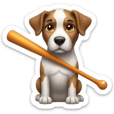 Dog with a baseball batt sticker