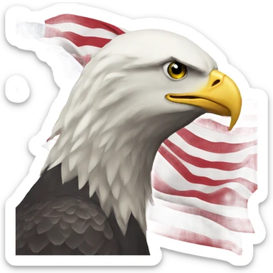 Bald eagle with flag sticker