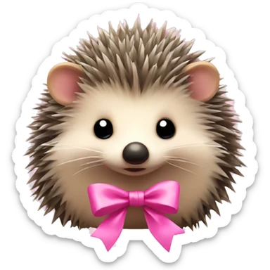 hedgehog with a pink bow sticker
