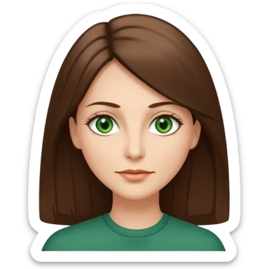 pretty middle age woman with green eyes and long straight ash-brown hair  sticker