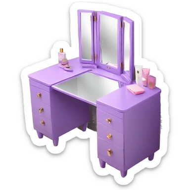 Vanity table with mirror purple sticker