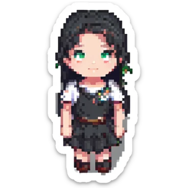 a girl in pixel art style sticker