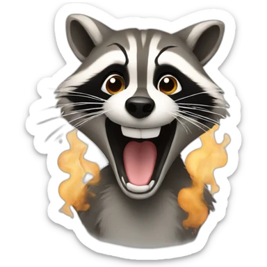 Raccoon opening mouth with smoke coming out sticker