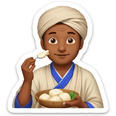 some guy eating 1kg of mozzarella, make it nepalese, more brown sticker