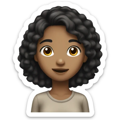 black hair girl brown eyes raising hand sticker