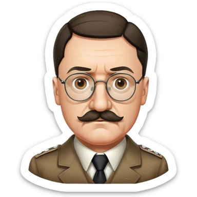 adolf hitler make his mustache smaller add glasses and make the mustAche only under the  nose less mustache sticker