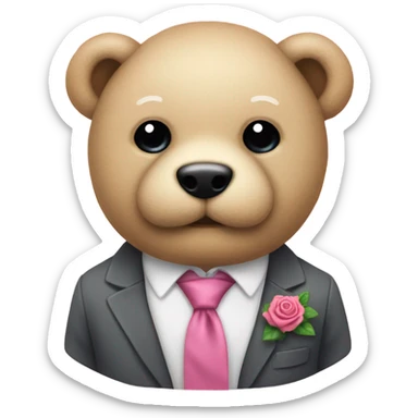 peluche avec un cravate rose sticker