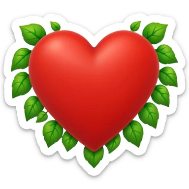 red heart with green vines growing around it and covering it up sticker