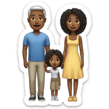 Family White father, black mother, one teen girl and one baby girl sticker