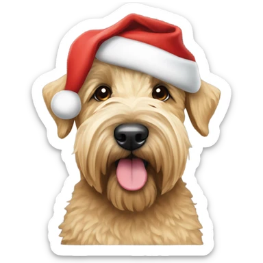 wheaten terrier in a santa hat sticker