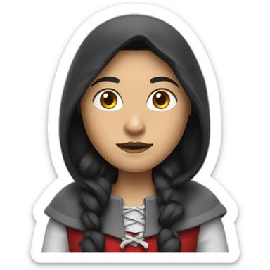 red-ridding-hood-with-long-black-strait-hair-with-white-break sticker