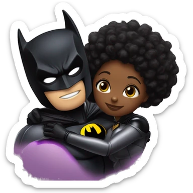 Batman hugs afro catwoman sticker