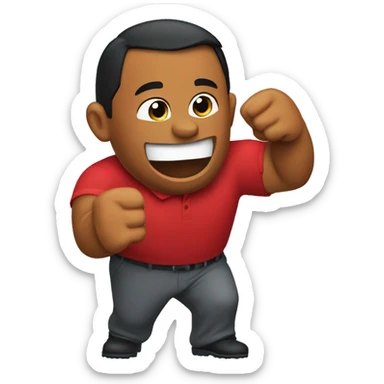 Tiger woods fist pump wearing red shirt sticker