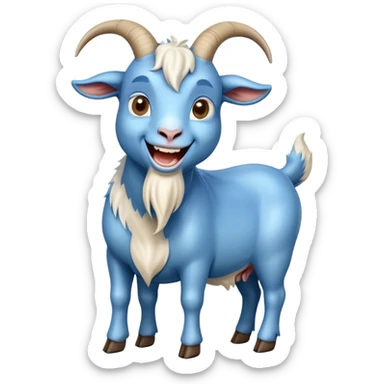 Full body Blue goat laughing hysterically with tears sticker