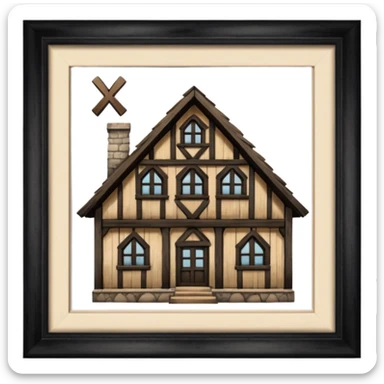 an inn with a big X on it sticker