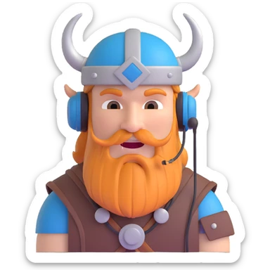 viking gamer, viking helmet, headset, playful look sticker