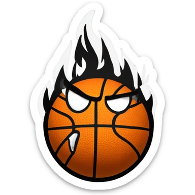 Basketball witb angry face on fire sticker