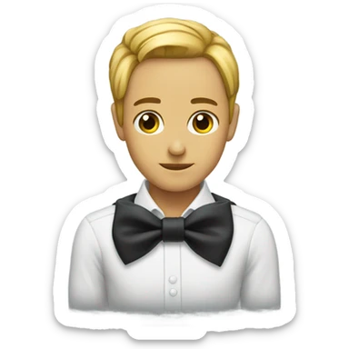 black bow tied around neck sticker