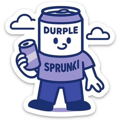 Durple Sprunki as a modern icon, clean lines, simple shapes, minimal color, flat design sticker