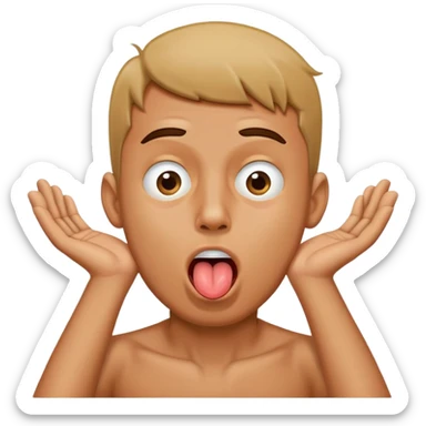 Guy sticking toung out one eye open with hands around neck chocking himself  sticker