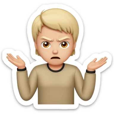 angry but shrugging sticker