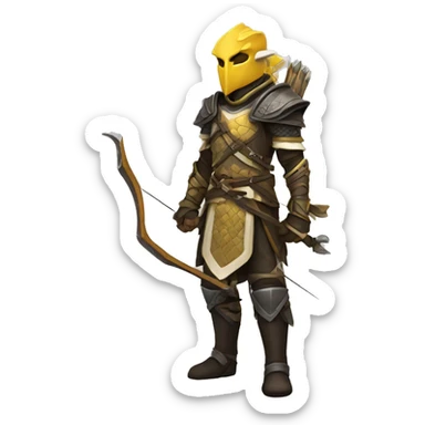 Dragonborn  archer with yellow and white armor and black boots  without helmet  sticker