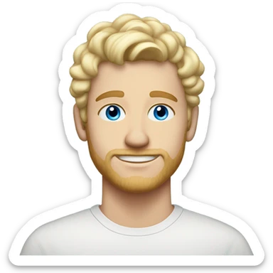 3/4 profile light curl blonde 30yo man blue eyed pale skin sticker