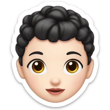 White BABY with short black hair and pink bowS sticker