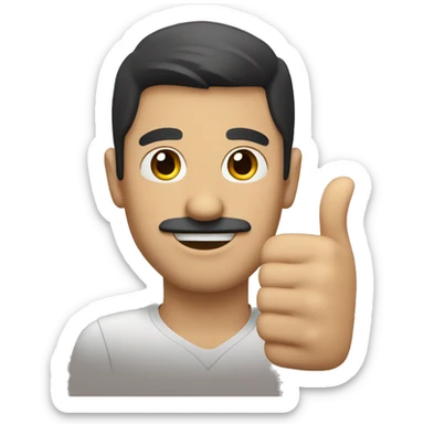 dark hair dark eyed man with short mustache thumbs up  sticker