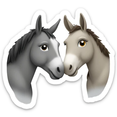 Create a donkey and horse hugging sticker