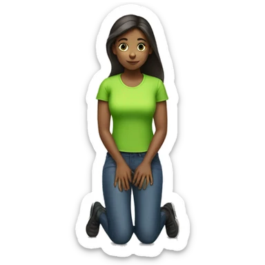 Girl kneeling wearing a lime green shirt  sticker