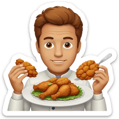
man enjoying a plate of chicken sticker